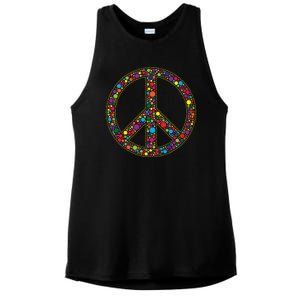 Retro 70's Polka Dot Peace Sign Ladies PosiCharge Tri-Blend Wicking Tank