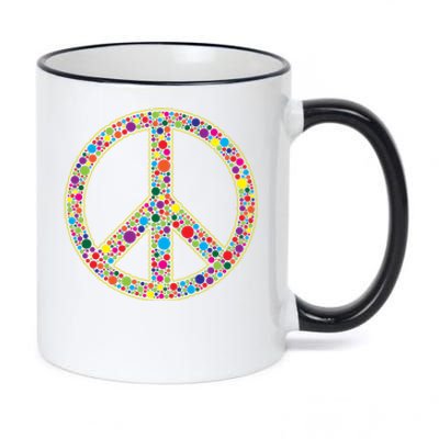 Retro 70's Polka Dot Peace Sign 11oz Black Color Changing Mug