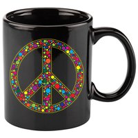 Retro 70's Polka Dot Peace Sign 11oz C Handle Ceramic Mug
