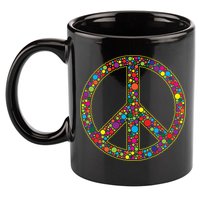 Retro 70's Polka Dot Peace Sign 11oz C Handle Ceramic Mug