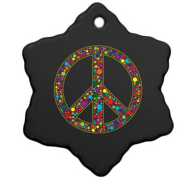 Retro 70's Polka Dot Peace Sign Ceramic Star Ornament