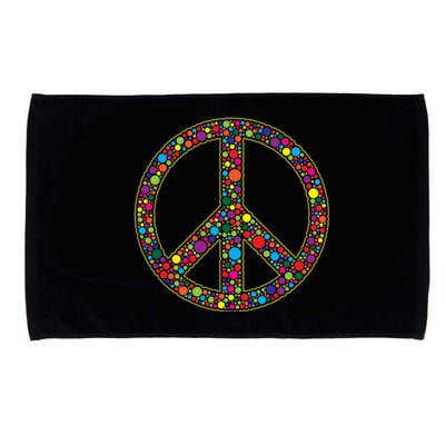 Retro 70's Polka Dot Peace Sign Microfiber Hand Towel