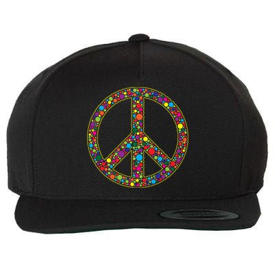 Retro 70's Polka Dot Peace Sign Wool Snapback Cap