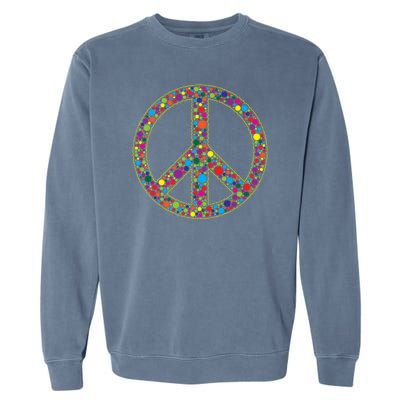 Retro 70's Polka Dot Peace Sign Garment-Dyed Sweatshirt