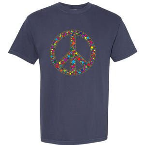 Retro 70's Polka Dot Peace Sign Garment-Dyed Heavyweight T-Shirt