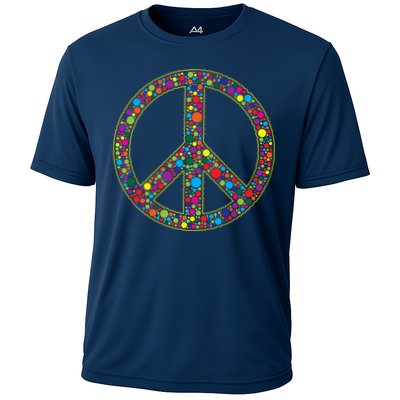 Retro 70's Polka Dot Peace Sign Performance Shirt