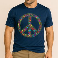 Retro 70's Polka Dot Peace Sign Cooling Performance Crew T-Shirt