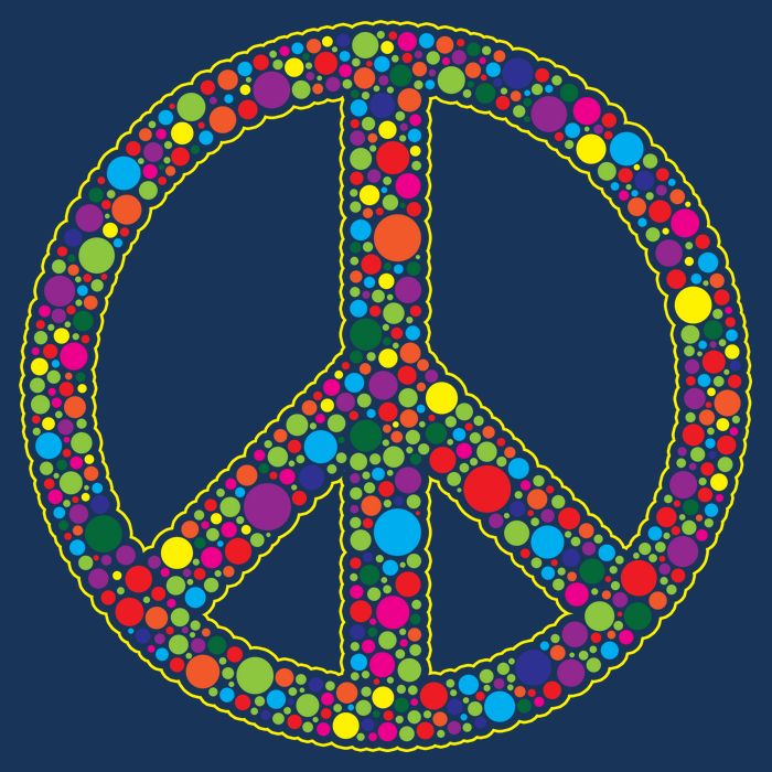 Retro 70's Polka Dot Peace Sign Cooling Performance Crew T-Shirt