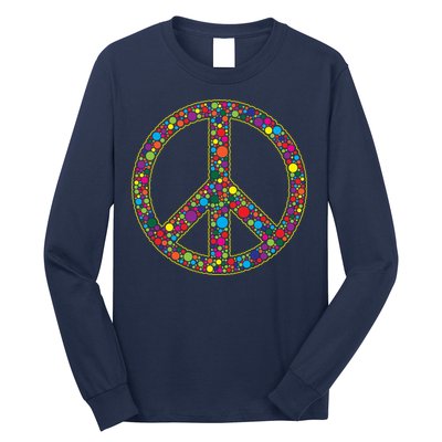 Retro 70's Polka Dot Peace Sign Long Sleeve Shirt
