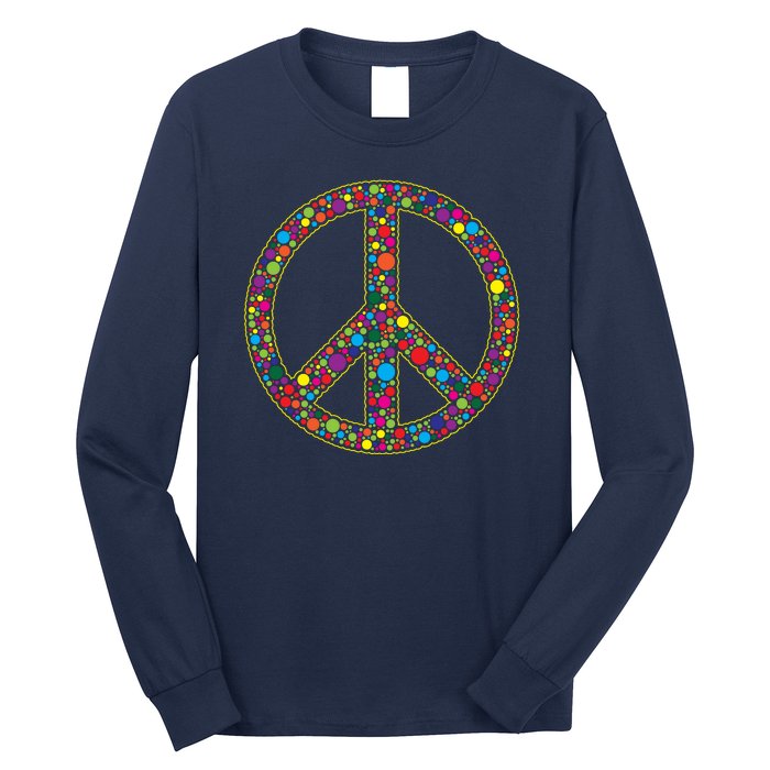 Retro 70's Polka Dot Peace Sign Long Sleeve Shirt