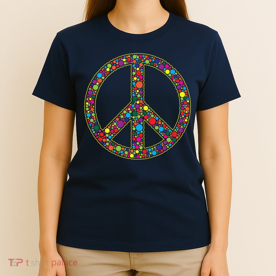 Retro 70's Polka Dot Peace Sign T-Shirt