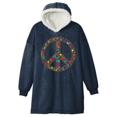 Retro 70's Polka Dot Peace Sign Hooded Wearable Blanket