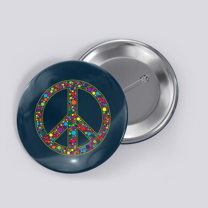 Retro 70's Polka Dot Peace Sign Button