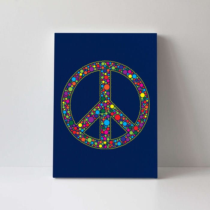 Retro 70's Polka Dot Peace Sign Canvas