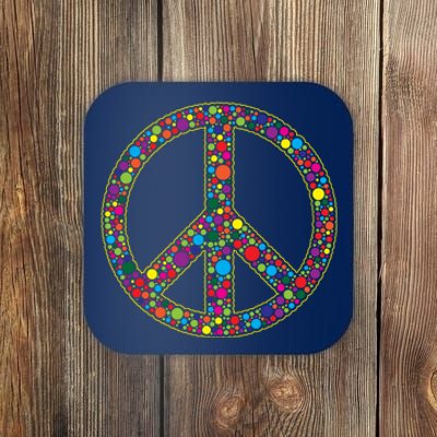 Retro 70's Polka Dot Peace Sign Coaster