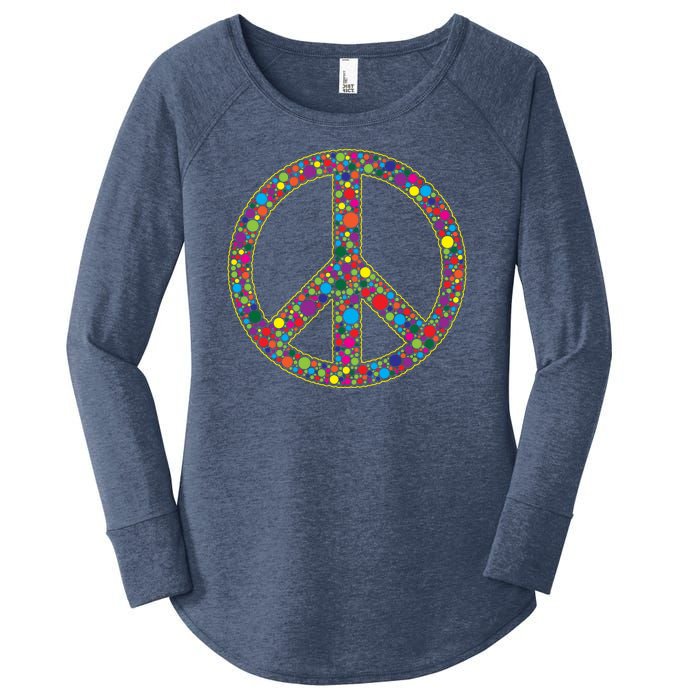 Retro 70's Polka Dot Peace Sign Women's Perfect Tri Tunic Long Sleeve Shirt