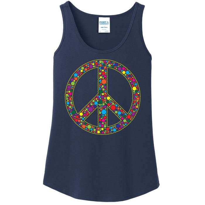 Retro 70's Polka Dot Peace Sign Ladies Essential Tank