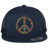 Retro 70's Polka Dot Peace Sign Flat Bill Trucker Hat