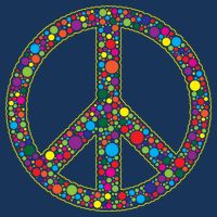 Retro 70's Polka Dot Peace Sign Flat Bill Trucker Hat