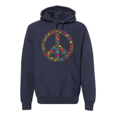 Retro 70's Polka Dot Peace Sign Premium Hoodie