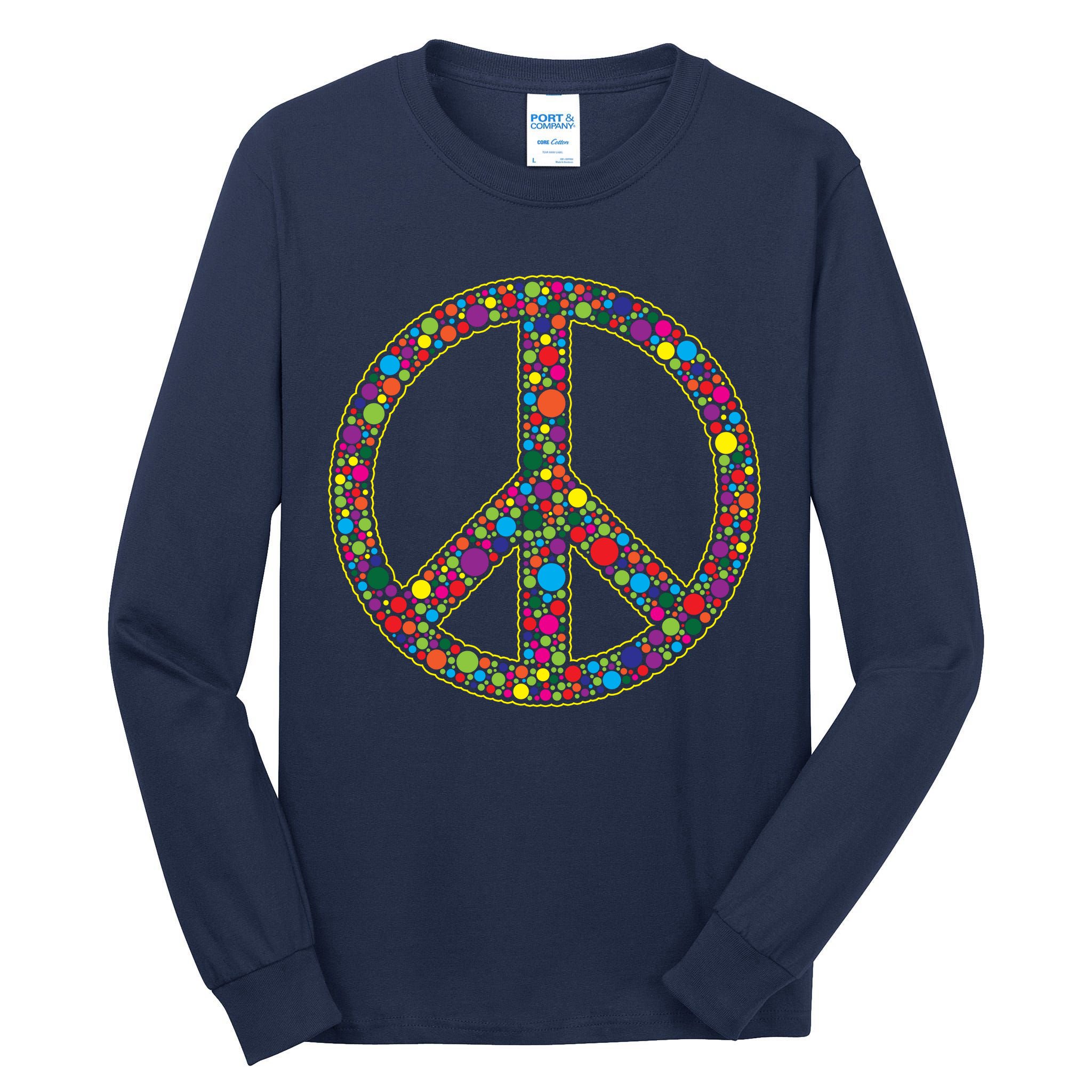Retro 70's Polka Dot Peace Sign Tall Long Sleeve T-Shirt
