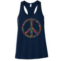 Retro 70's Polka Dot Peace Sign Women's Racerback Tank