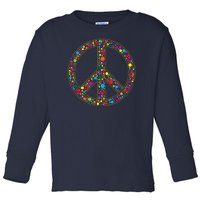 Retro 70's Polka Dot Peace Sign Toddler Long Sleeve Shirt