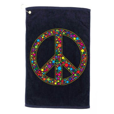 Retro 70's Polka Dot Peace Sign Platinum Collection Golf Towel