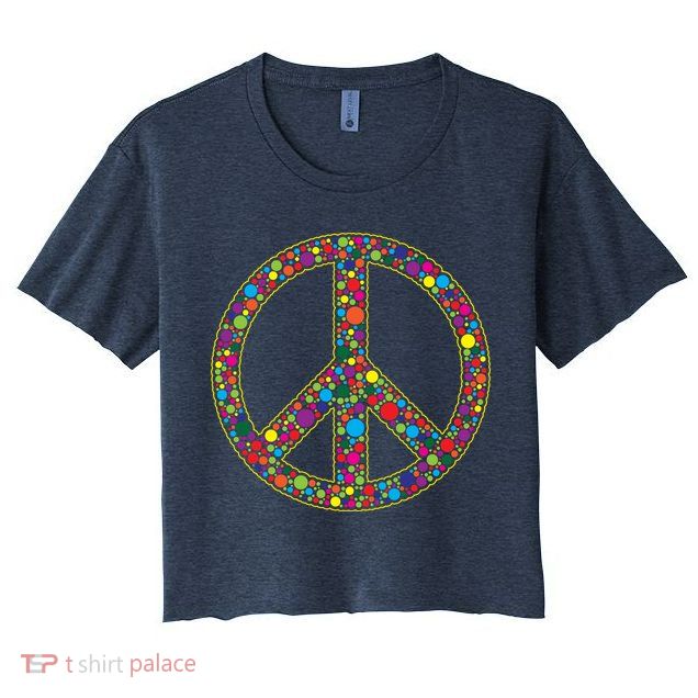 Retro 70's Polka Dot Peace Sign Crop Top