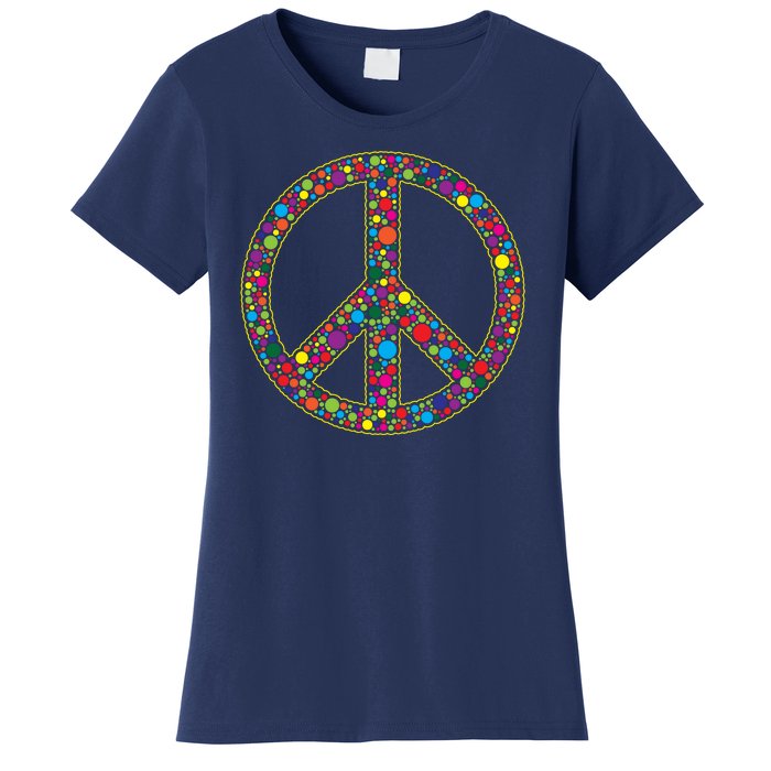 Retro 70's Polka Dot Peace Sign Women's T-Shirt