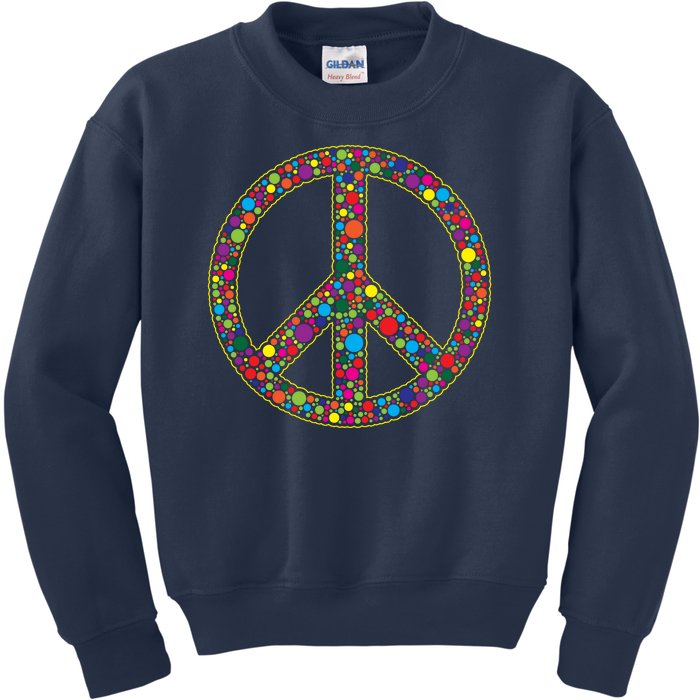 Retro 70's Polka Dot Peace Sign Kids Sweatshirt