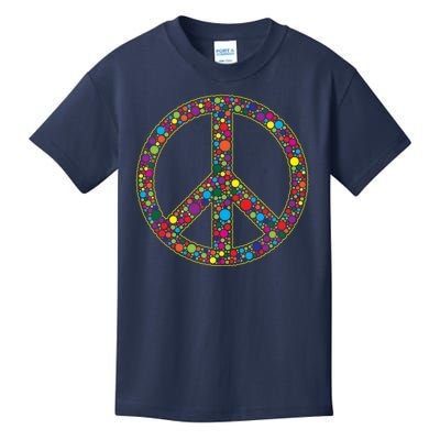 Retro 70's Polka Dot Peace Sign Kids T-Shirt