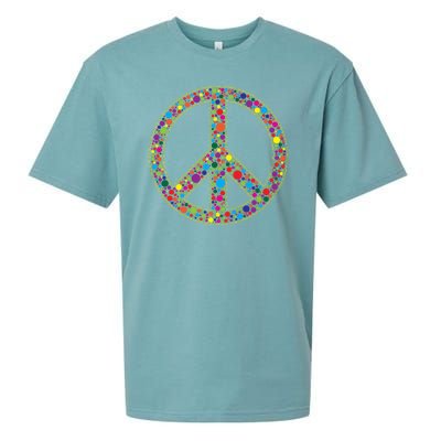 Retro 70's Polka Dot Peace Sign Sueded Cloud Jersey T-Shirt