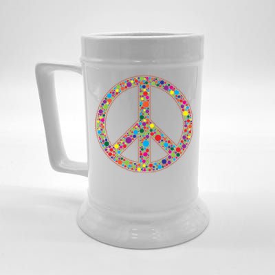 Retro 70's Polka Dot Peace Sign Beer Stein