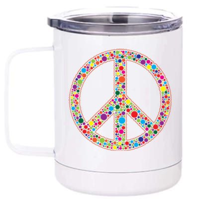 Retro 70's Polka Dot Peace Sign 12 oz Stainless Steel Tumbler Cup