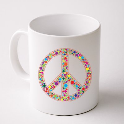 Retro 70's Polka Dot Peace Sign Coffee Mug