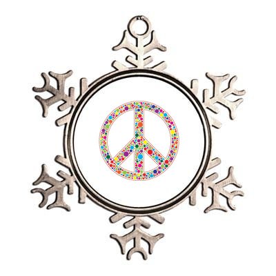 Retro 70's Polka Dot Peace Sign Metallic Star Ornament