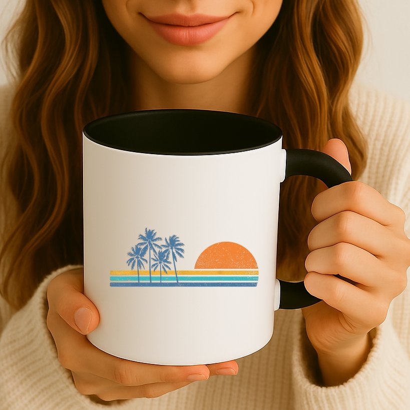 Retro 70s Sunset Palm Trees Vintage Tropical Beach Graphic  Mug
