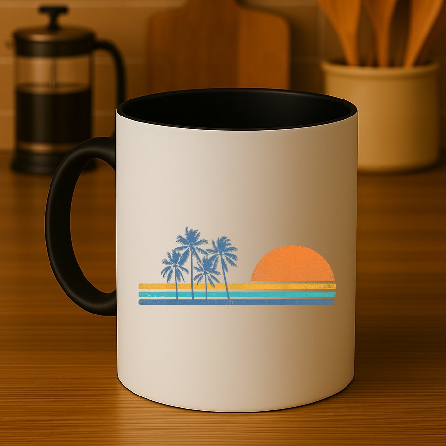 Retro 70s Sunset Palm Trees Vintage Tropical Beach Graphic  Mug