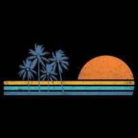 Retro 70s Sunset Palm Trees Vintage Tropical Beach Graphic  Baby Bodysuit