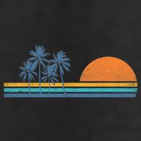 Retro 70s Sunset Palm Trees Vintage Tropical Beach Graphic  Hat