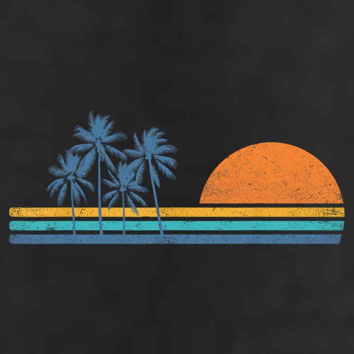 Retro 70s Sunset Palm Trees Vintage Tropical Beach Graphic  Hat