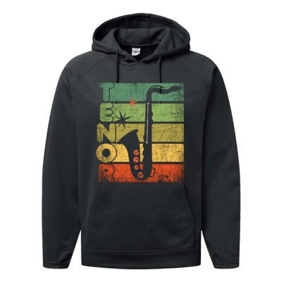 Retro 70s Tenor Saxophone Cool Vintage Sax Musician Gifts Performance Fleece Hoodie