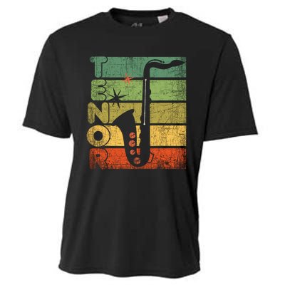 Retro 70s Tenor Saxophone Cool Vintage Sax Musician Gifts Cooling Performance Crew T-Shirt