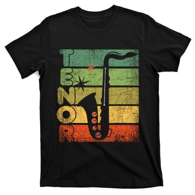 Retro 70s Tenor Saxophone Cool Vintage Sax Musician Gifts T-Shirt