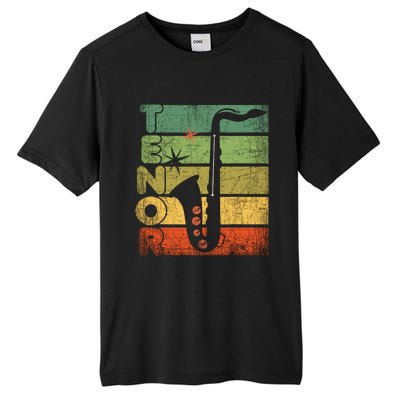 Retro 70s Tenor Saxophone Cool Vintage Sax Musician Gifts Tall Fusion ChromaSoft Performance T-Shirt