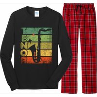 Retro 70s Tenor Saxophone Cool Vintage Sax Musician Gifts Long Sleeve Pajama Set