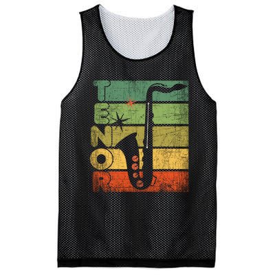 Retro 70s Tenor Saxophone Cool Vintage Sax Musician Gifts Mesh Reversible Basketball Jersey Tank