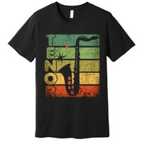 Retro 70s Tenor Saxophone Cool Vintage Sax Musician Gifts Premium T-Shirt