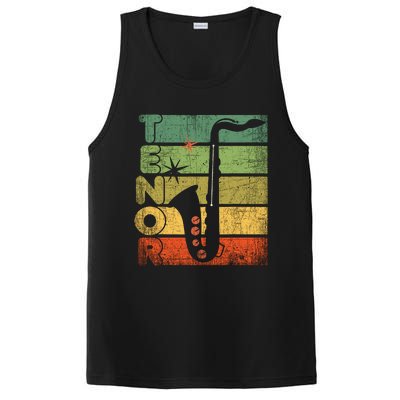 Retro 70s Tenor Saxophone Cool Vintage Sax Musician Gifts PosiCharge Competitor Tank